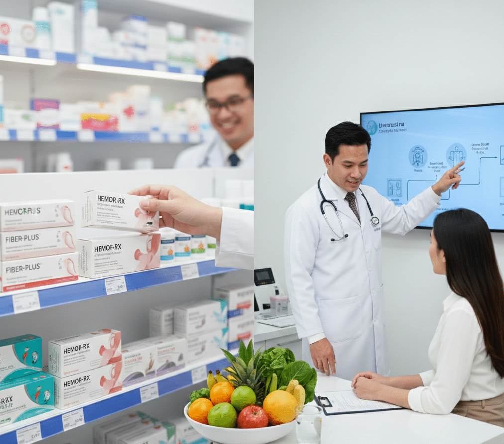 Sesi konsultasi doktor mengenai diagnosis dan pilihan ubat buasir di Malaysia sebelum memulakan rawatan.